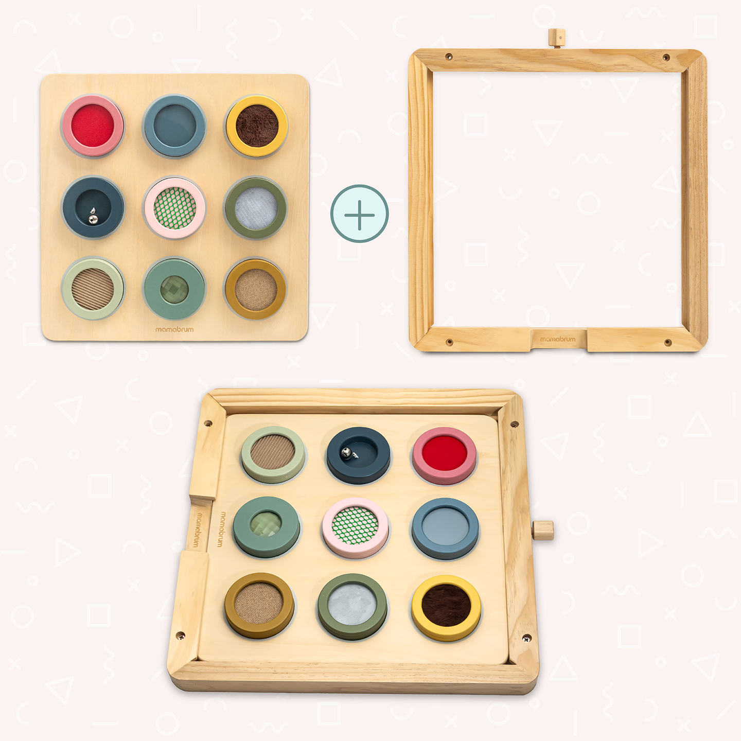 Дървена сензорна дъска Монтесори – 9 текстури за откриване и развитие на чувството за допир