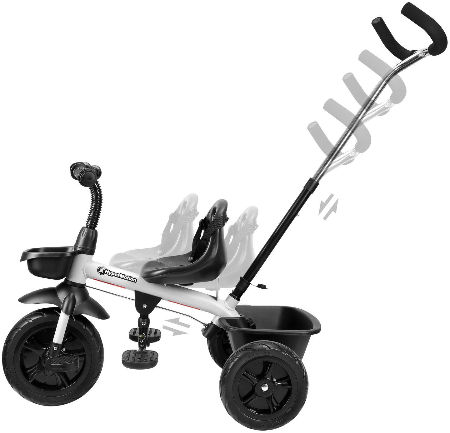 HyperMotion TOBI VECTOR триколка - вечни надуваеми колела + щанга за бутане. Цвят: светло сив.