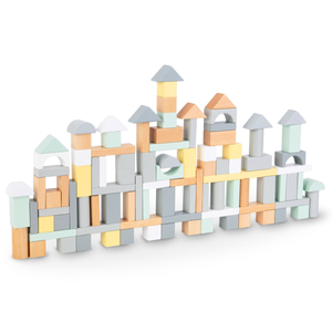 Пастелни дървени блокчета - комплект от 100 XL парчета