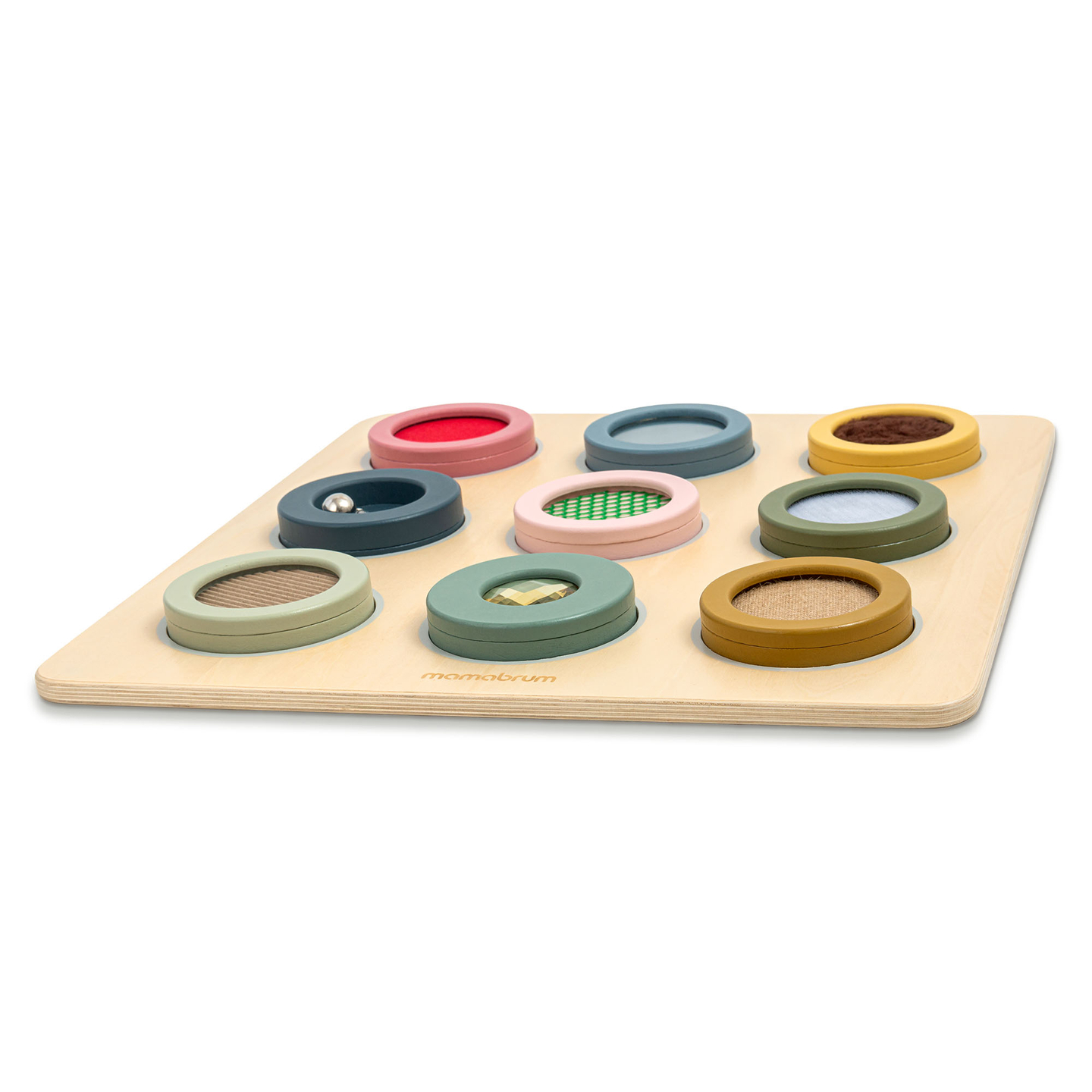 Дървена сензорна дъска Монтесори – 9 текстури за откриване и развитие на чувството за допир