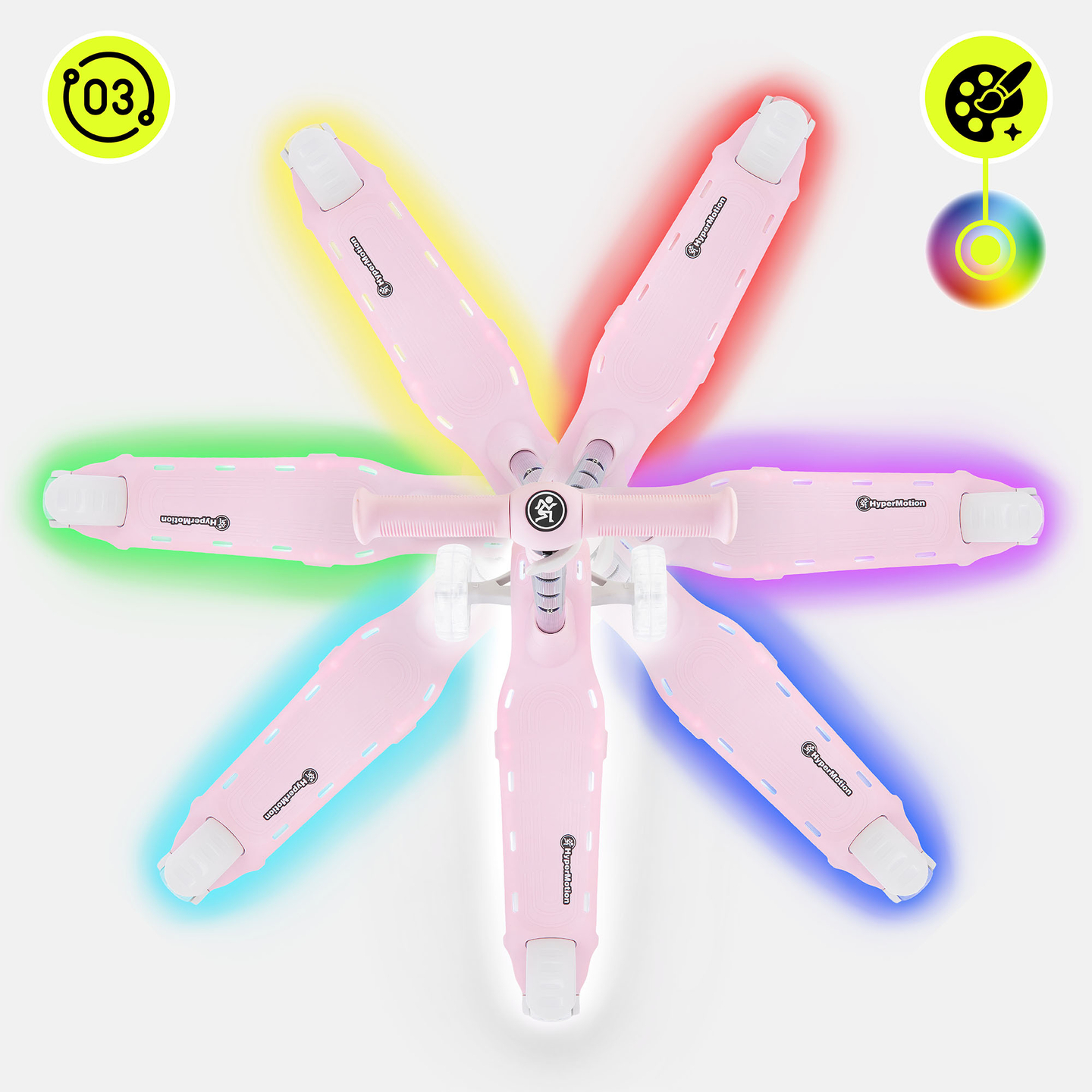 Тротинетка за баланс HyperMotion BECKY - RGB LED осветление, розова