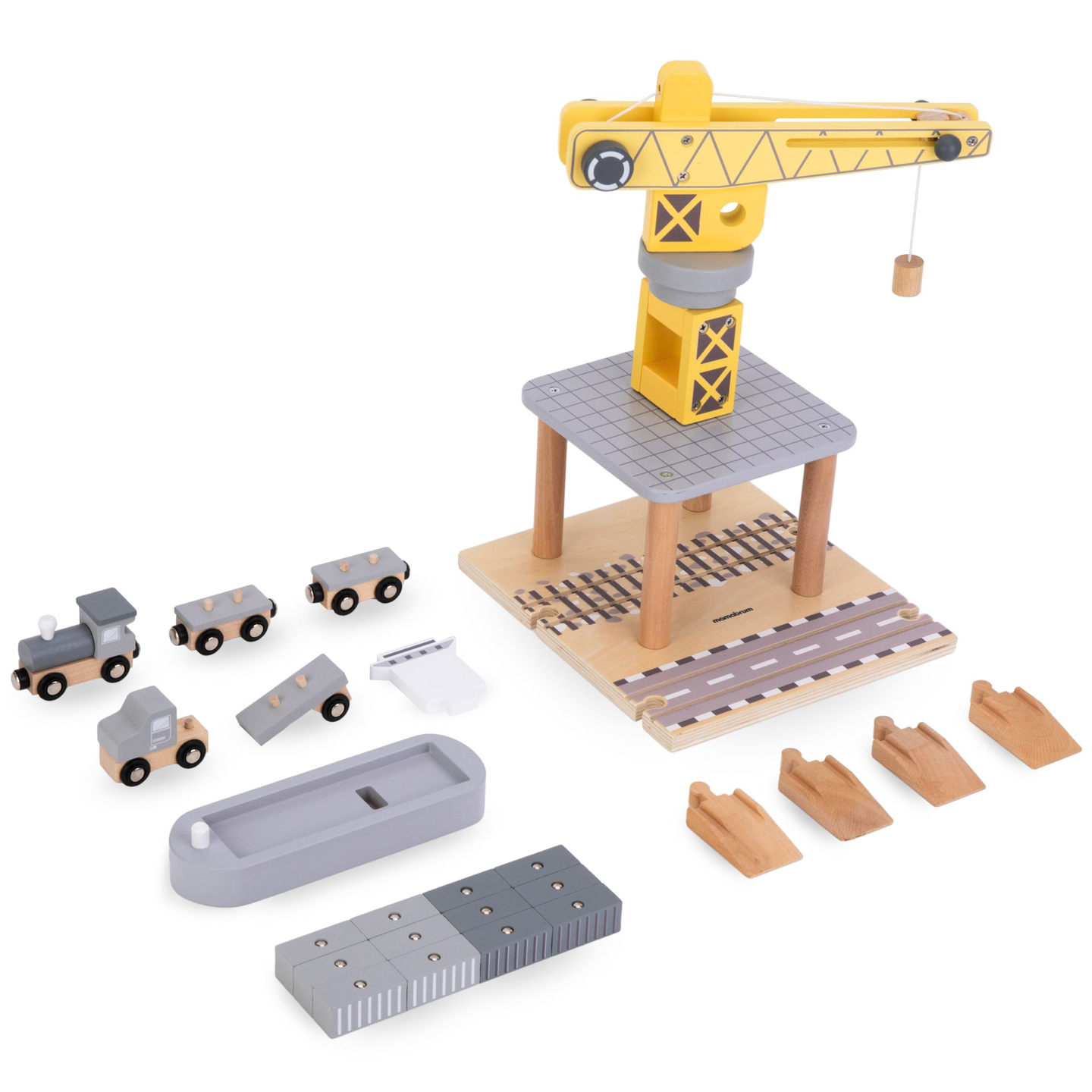 Мобилен пристанищен кран с магнитна лебедка и аксесоари - дървен комплект