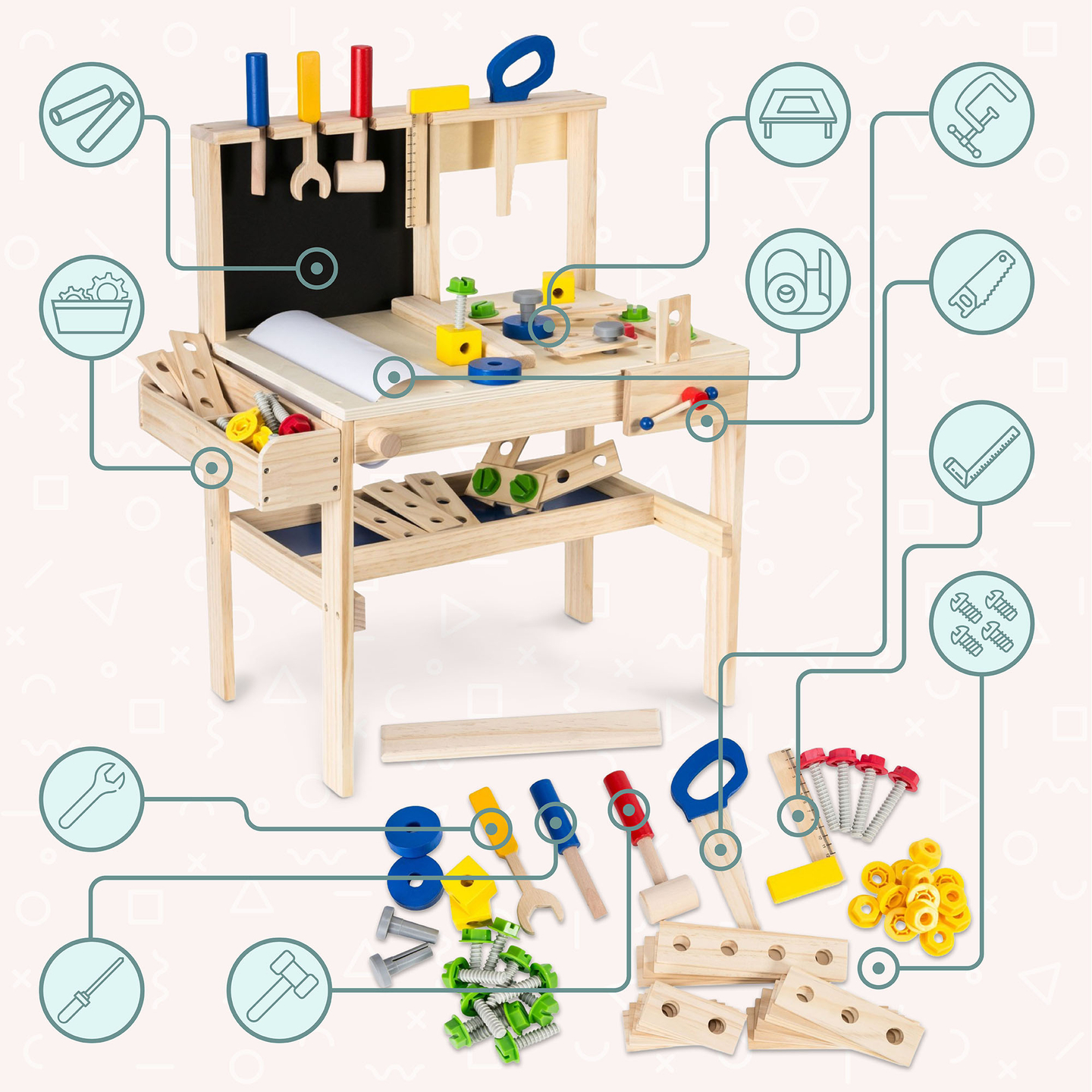 Дървен комплект "Направи си сам" XXL - 75 части