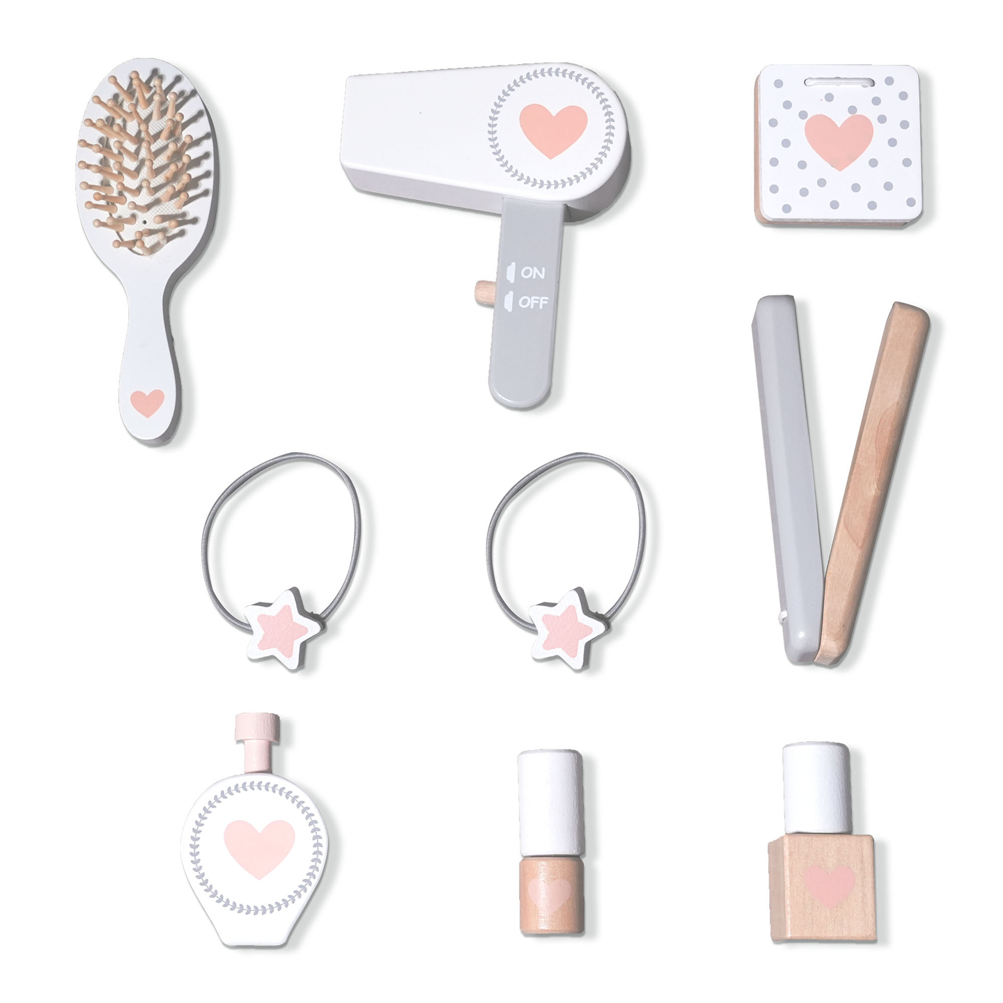 Дървена детска тоалетка със стол, аксесоари и LED осветление