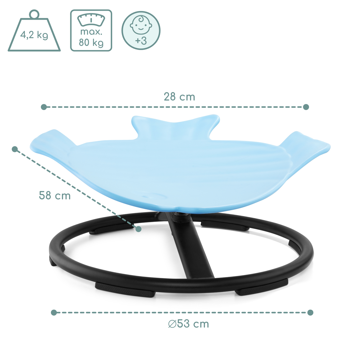 Мини въртележка за деца Рибка - синя