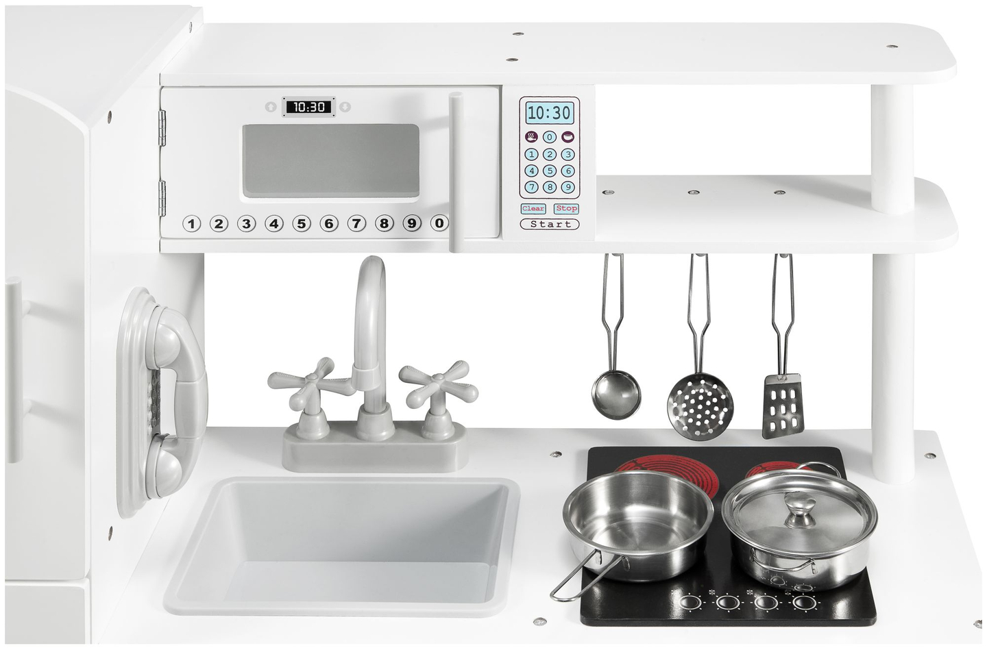 Големи дървени бели кухненски аксесоари и престилка