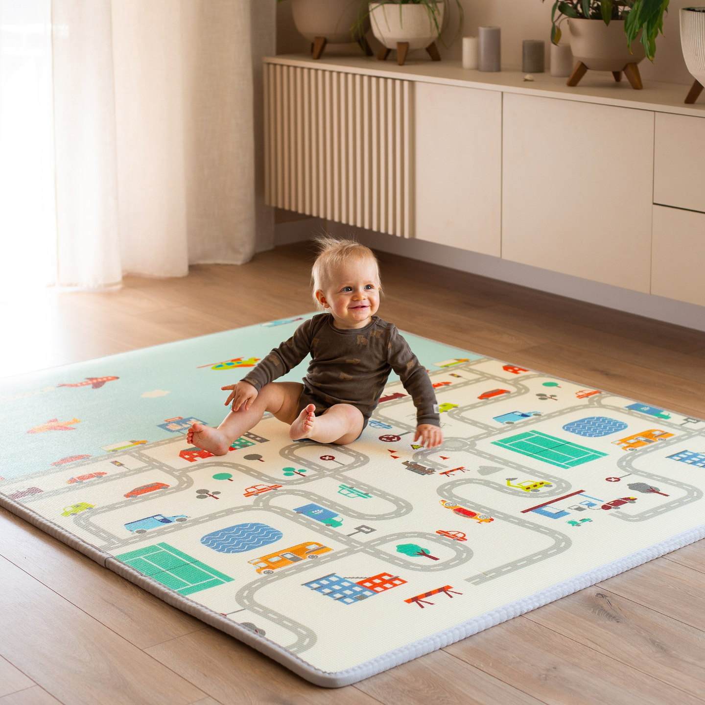 Двустранна подложка от пяна XXL - ролка 2 CM (път и зигзаги)