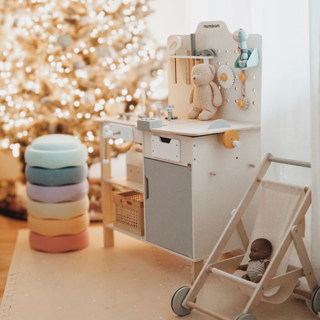 XXL Голяма дървена работилница с инструменти - комплект "Направи си сам", 74 елемента