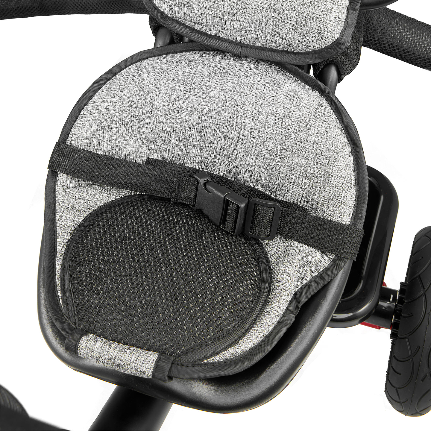 Триколка за деца от 1 до 4 години - TOBI FREY - сив цвят - въртяща се - помпени колела + бутало