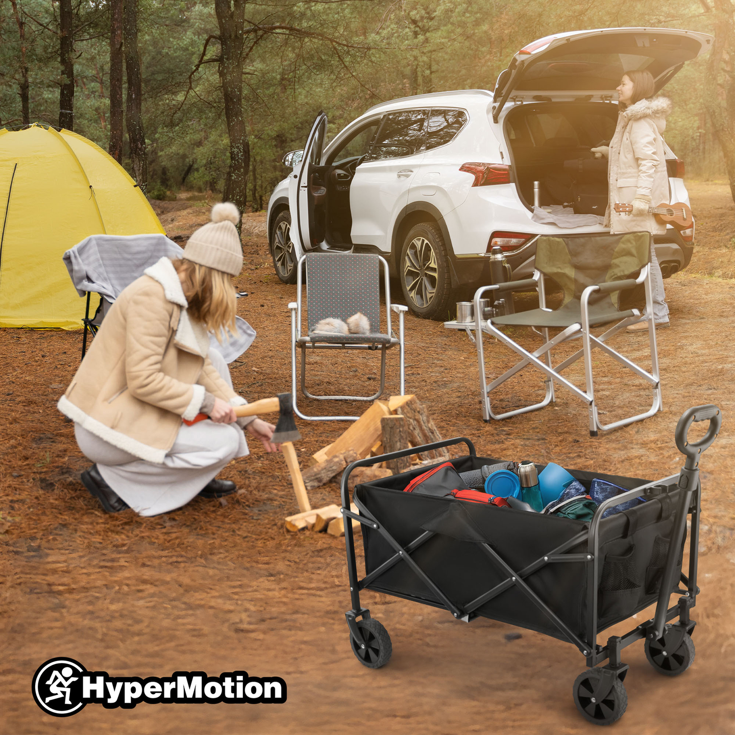 Сгъваема плажна инвалидна количка HyperMotion - черна, 80 кг