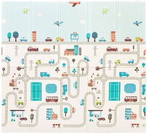 Двустранна подложка от пяна XXL - сгъваема 1 CM (планина и път)