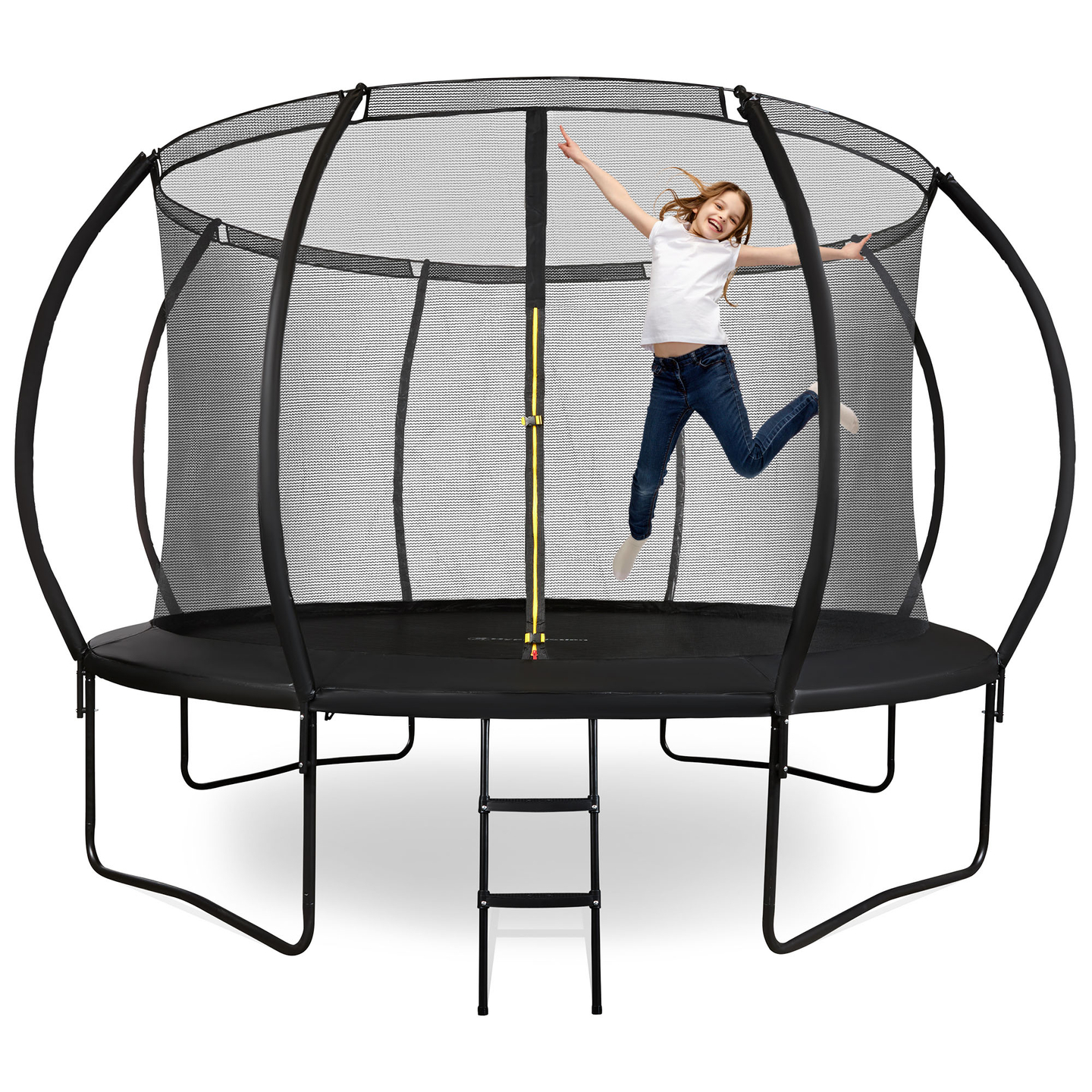 XXL градински батут за деца HyperMotion - 366 см 12 фута - със стълба и вътрешна мрежа - за дома и градината - 150 кг макс