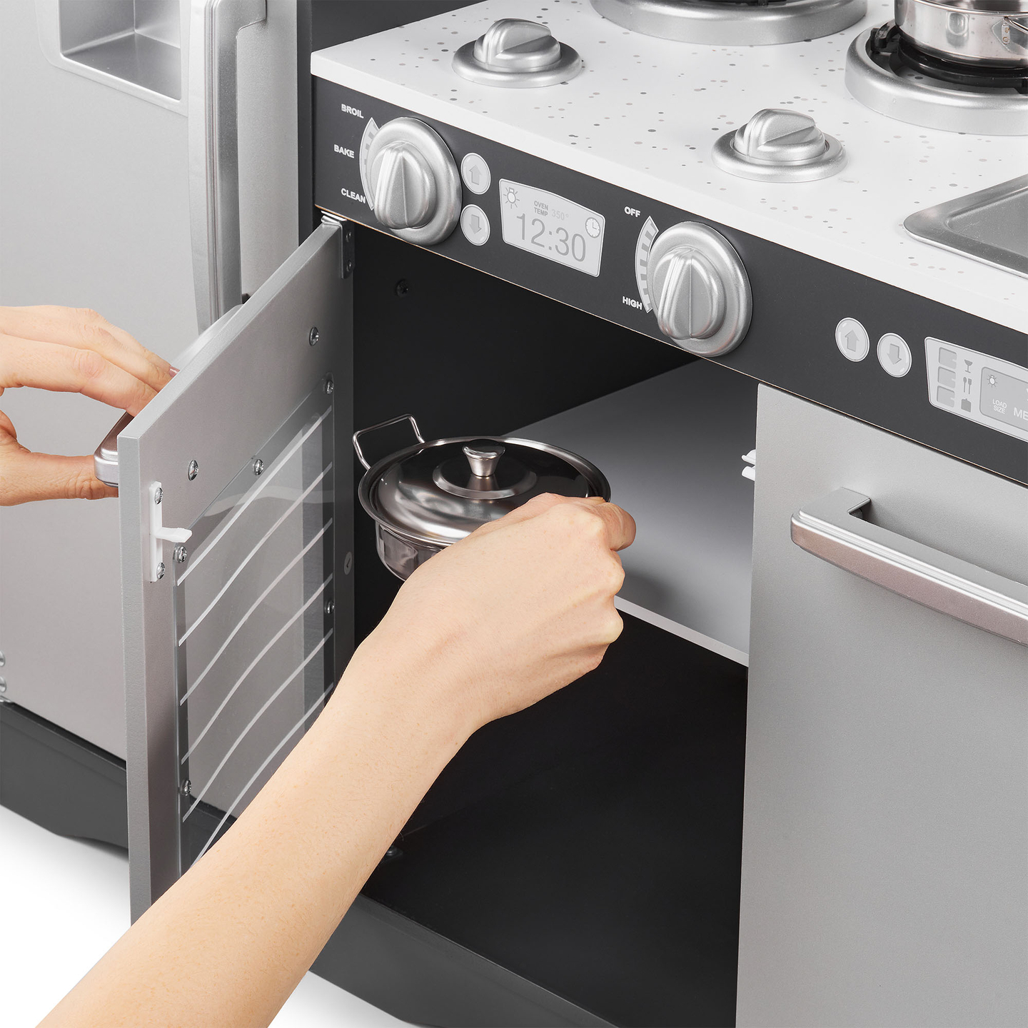 XXL дървена кухня с LED осветление, престилка и аксесоари