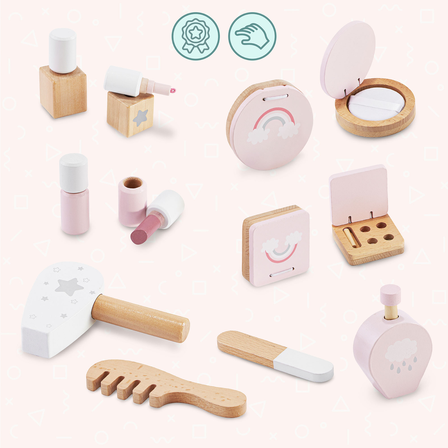 Дървена тоалетка за деца с LED осветление с плавно регулиране на яркостта, стол и аксесоари