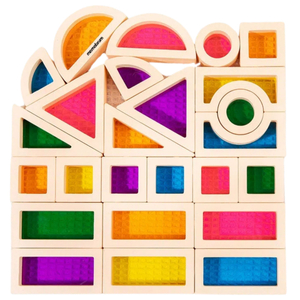 Дървени блокчета Rainbow - 25 елемента