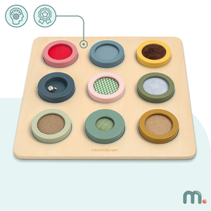 Дървена сензорна дъска Монтесори – 9 текстури за откриване и развитие на чувството за допир