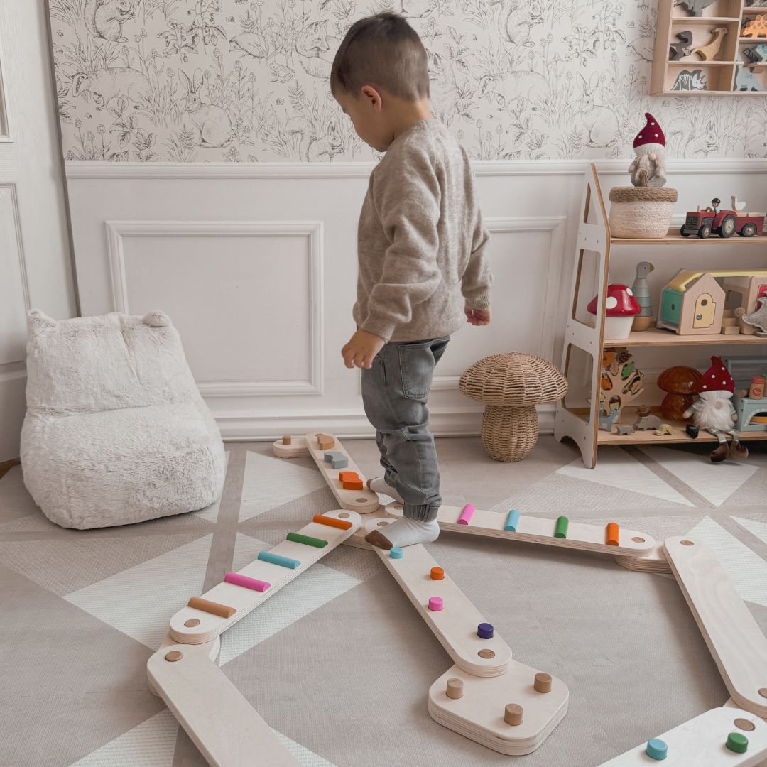 Дървена пътека за баланс - сензорна пътека - 14 елемента