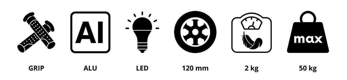Триколесна тротинетка за баланс TRINGO 3-8 години - черна + светещи LED колела
