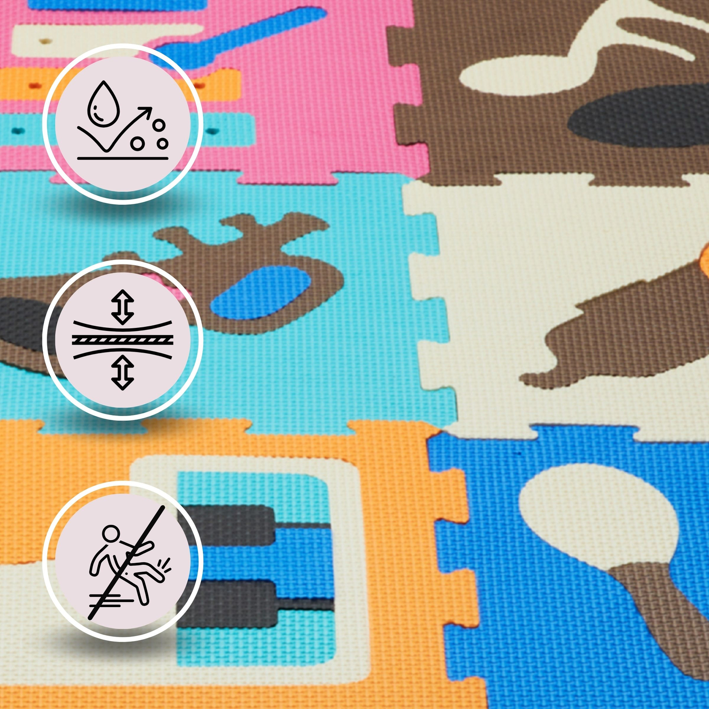 Образователна подложка за пъзел от пяна 90 x 90 x 1cm - EVA пяна - дизайн: инструменти