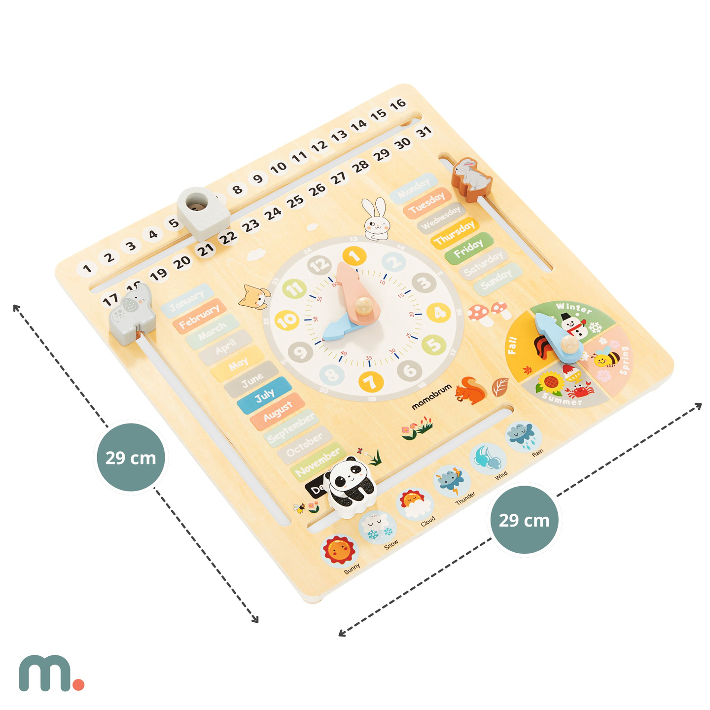 Дървен детски календар 6в1