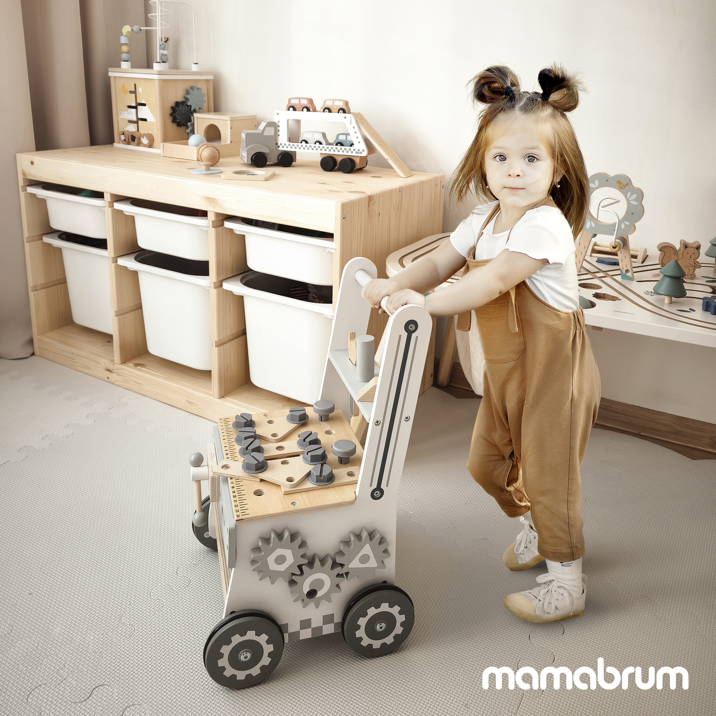 Дървена проходилка, буталка + работилница 3 в 1 - 47 елемента