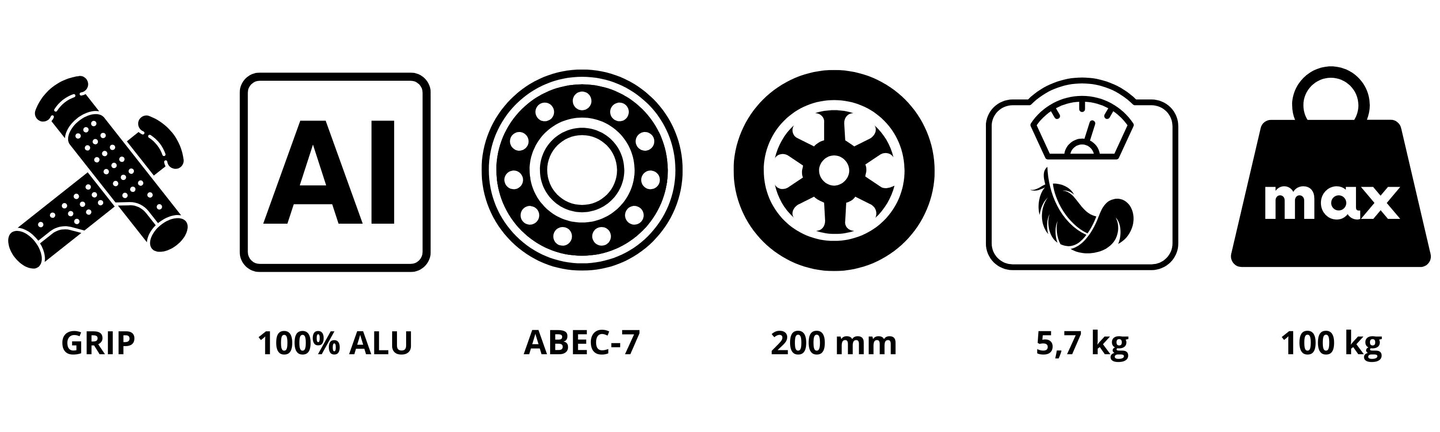 Двуколесен скутер за млади хора - с амортисьор - HyperMotion Skyline - черен, алуминий - 100 кг