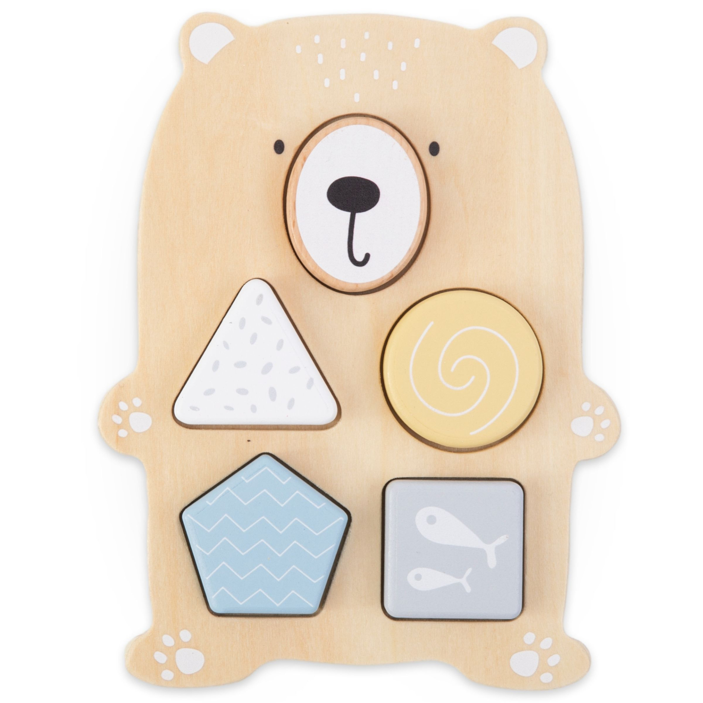 Комплект дървени играчки - цветно преплитане, пирамида за тюлени, сортировчик за мечета