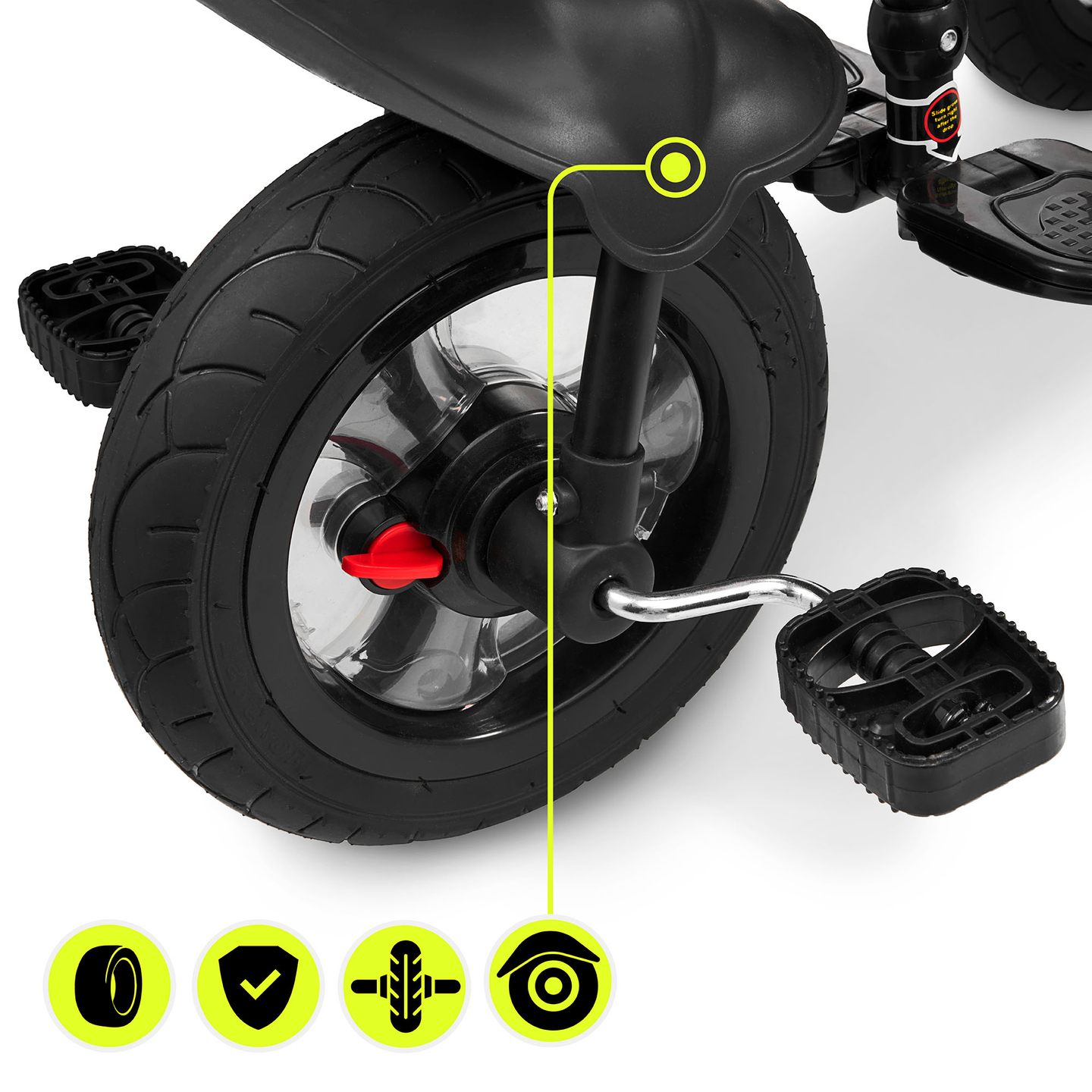 Триколка за деца от 1 до 4 години - TOBI FREY - сив цвят - въртяща се - помпени колела + бутало