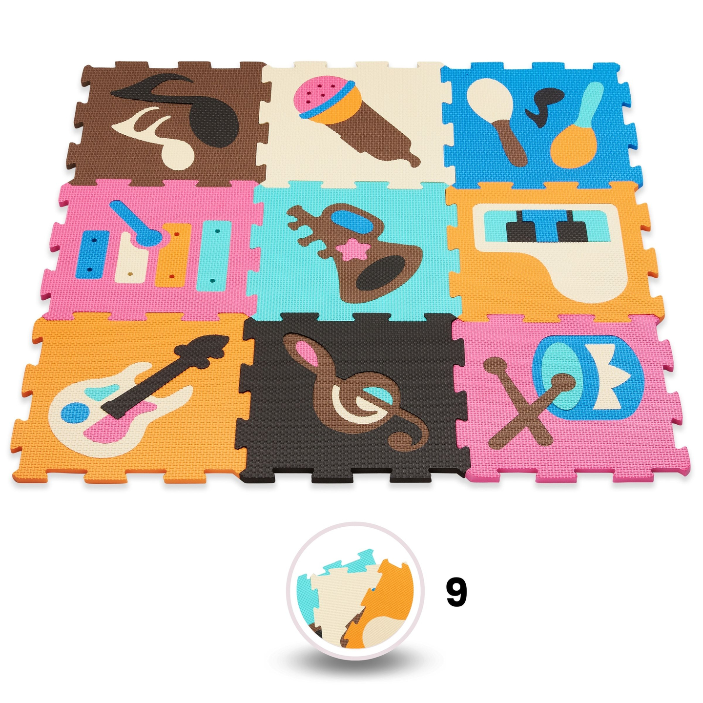 Образователна подложка за пъзел от пяна 90 x 90 x 1cm - EVA пяна - дизайн: инструменти