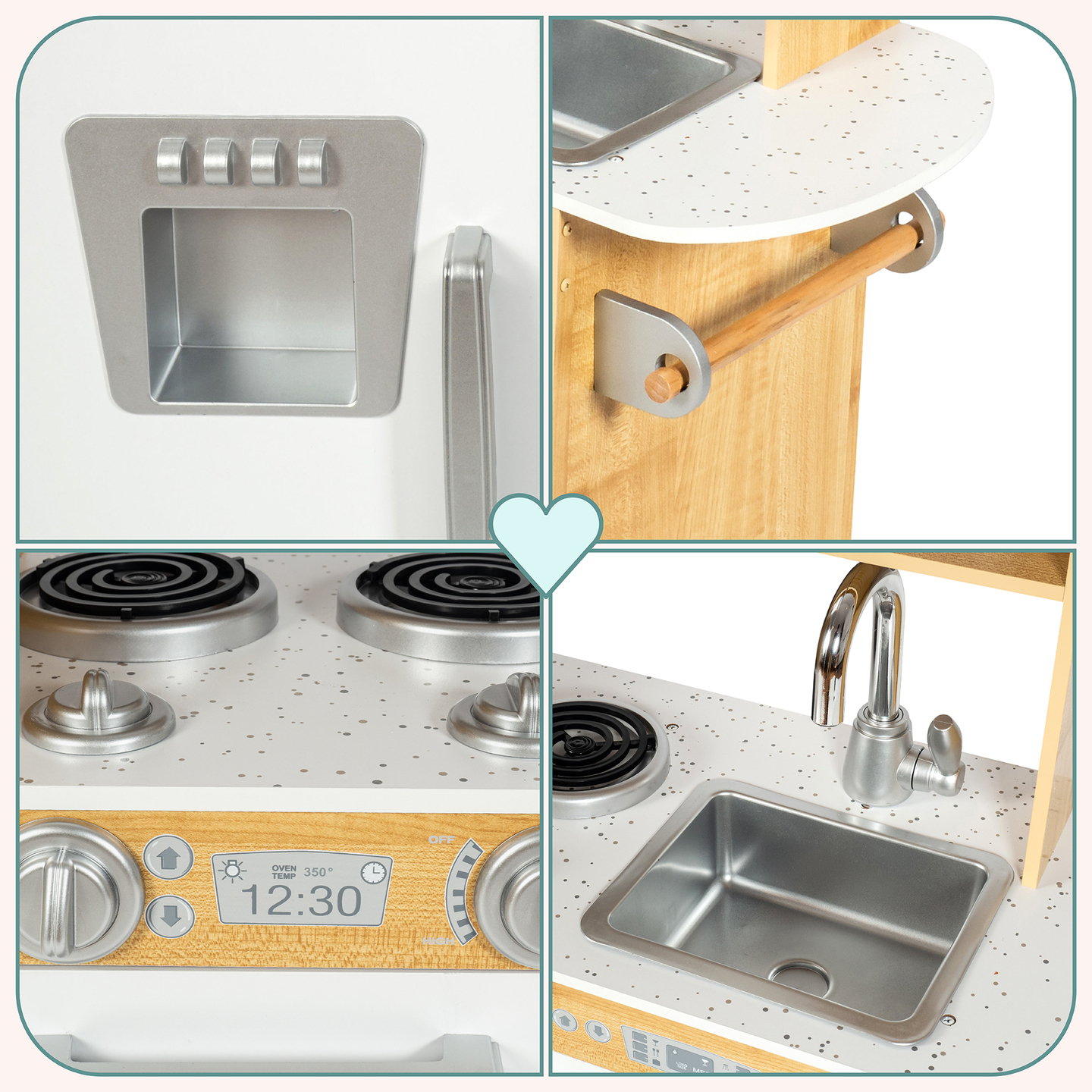 XXL дървена кухня с LED осветление, престилка и аксесоари