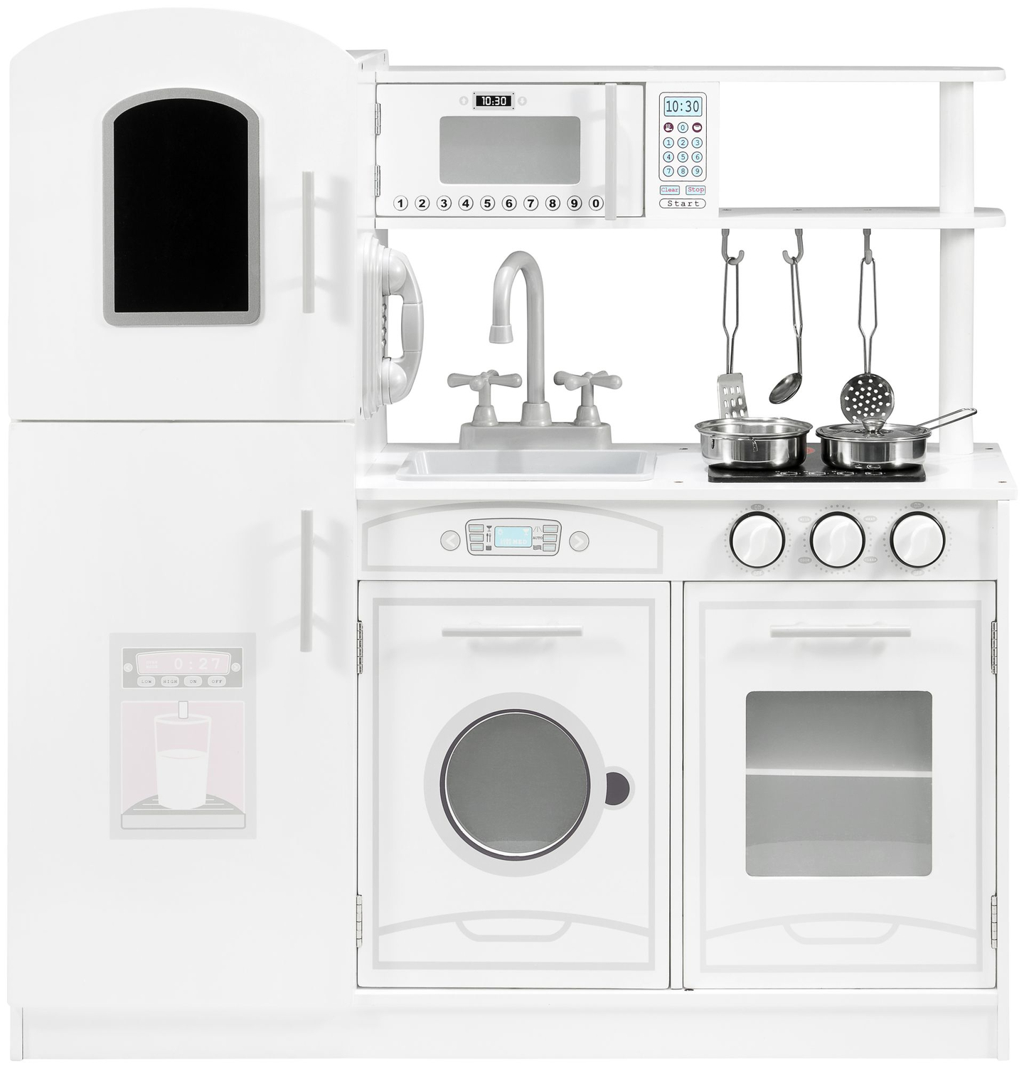 Големи дървени бели кухненски аксесоари и престилка