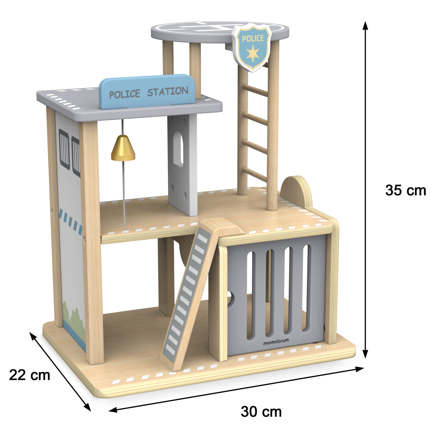 Дървен полицейски участък с аксесоари