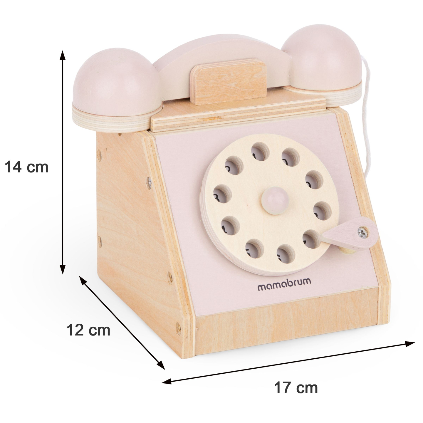 Ретро дървен телефон - пастелно розово