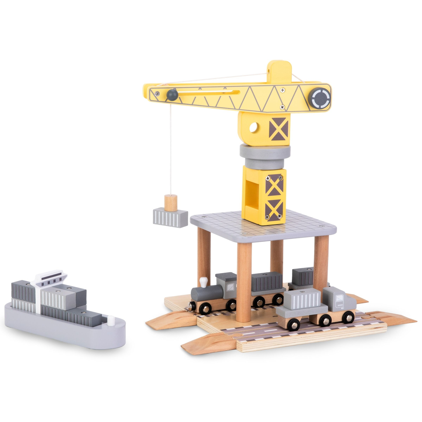 Мобилен пристанищен кран с магнитна лебедка и аксесоари - дървен комплект