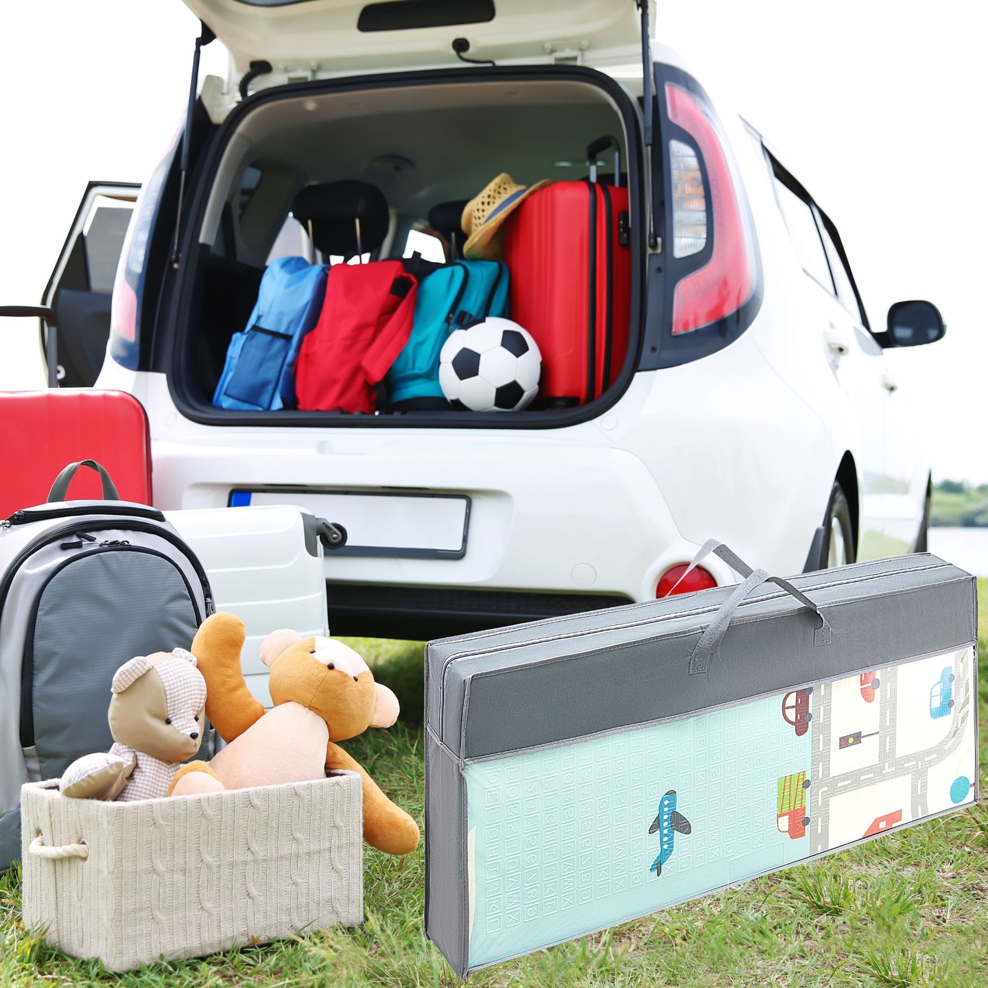 Двустранна подложка от пяна XXL - сгъваема 1 CM (планина и път)