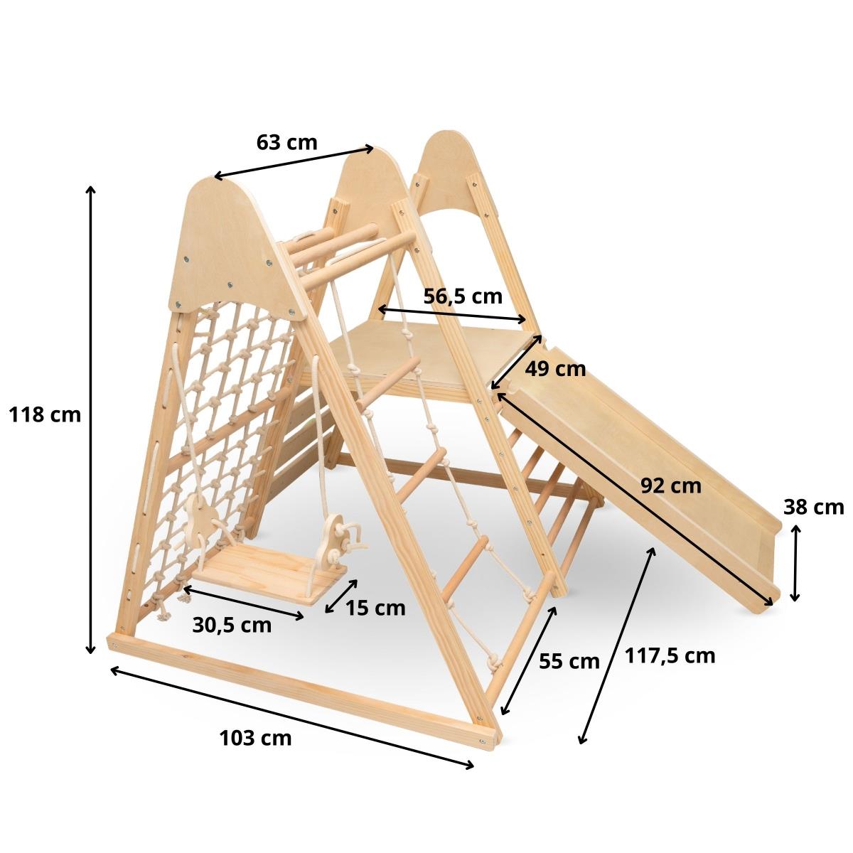 Дървена домашна детска площадка XL 5в1