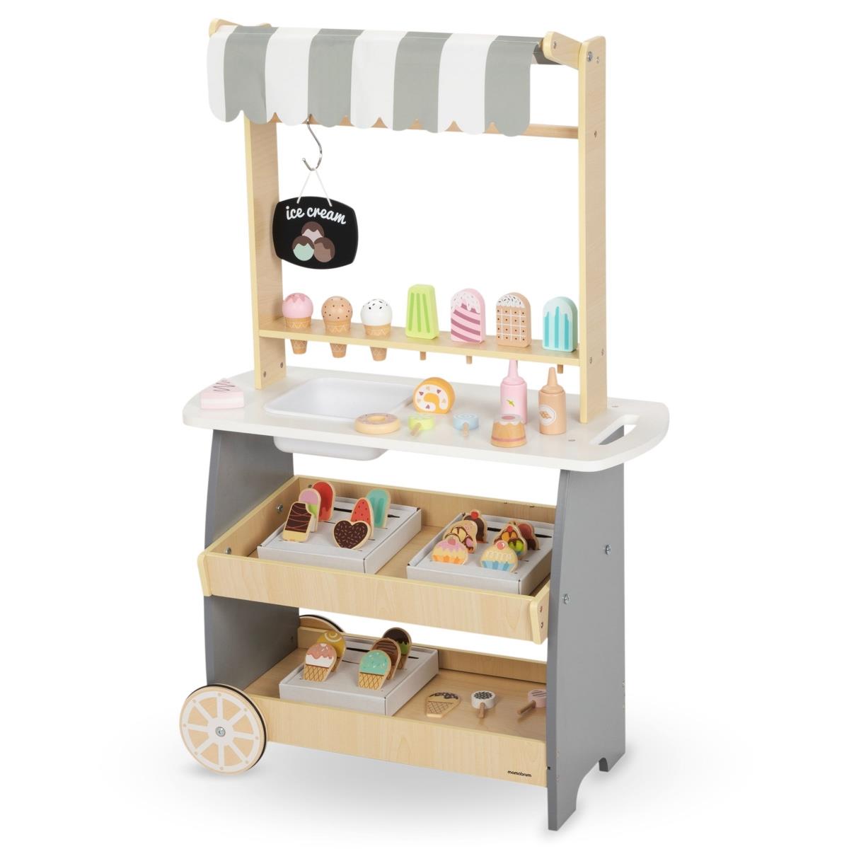 Дървен сладоледен салон на колела - количка за сладолед