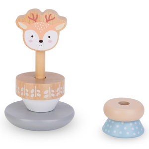 Комплект дървени играчки - цветно преплитане, пирамида "Елен", сортировчик "Пингвин