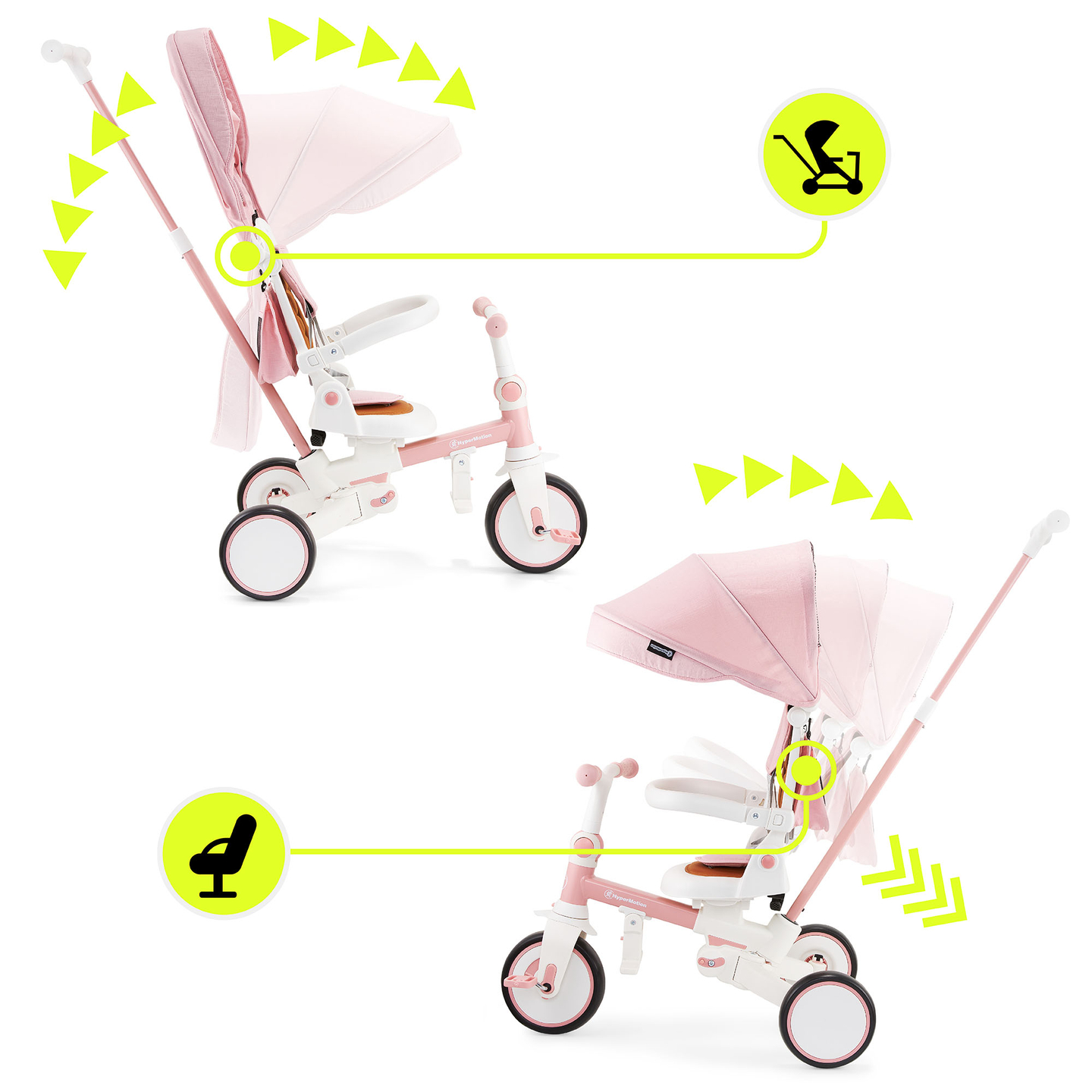 Многофункционална триколка 8в1 TOBI FOREST - розова