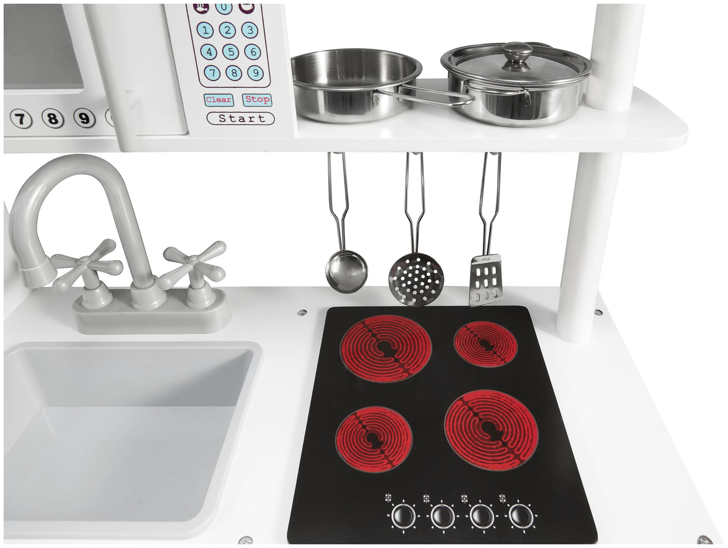 Големи дървени бели кухненски аксесоари и престилка