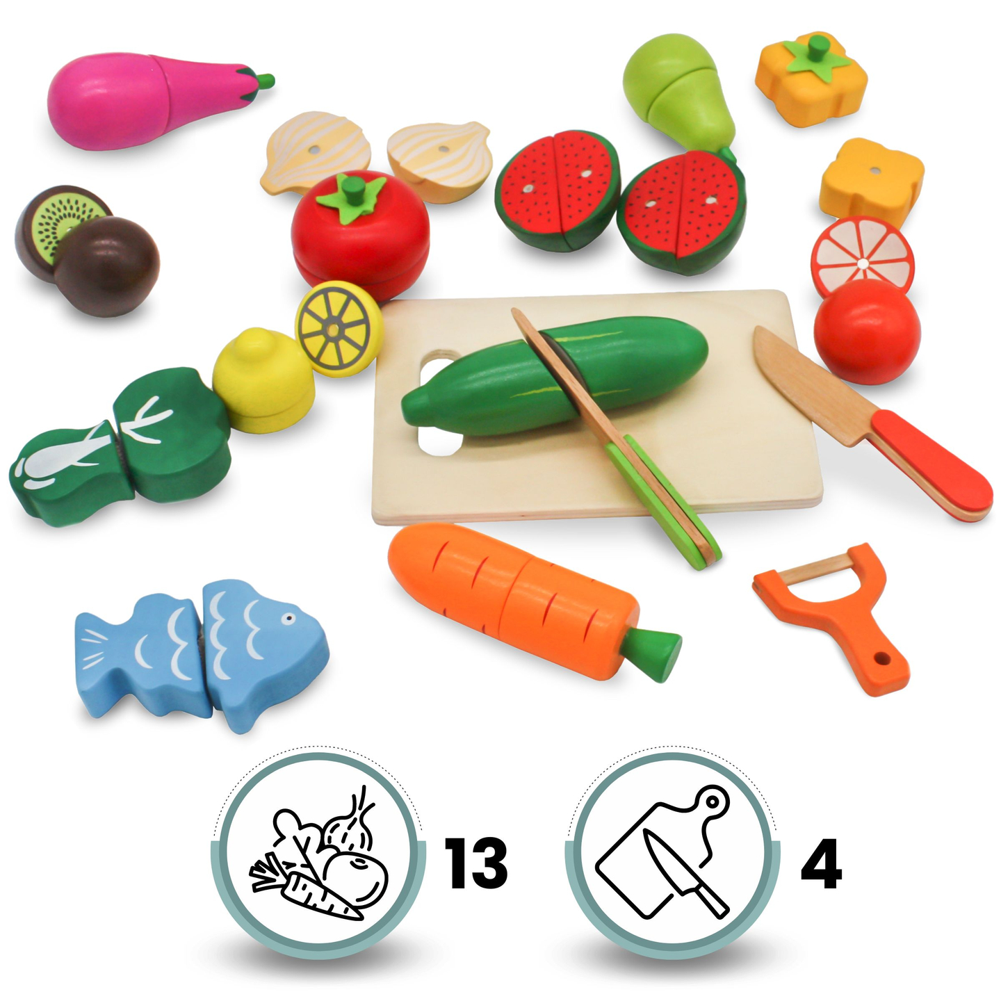 Дървени плодове и зеленчуци за рязане