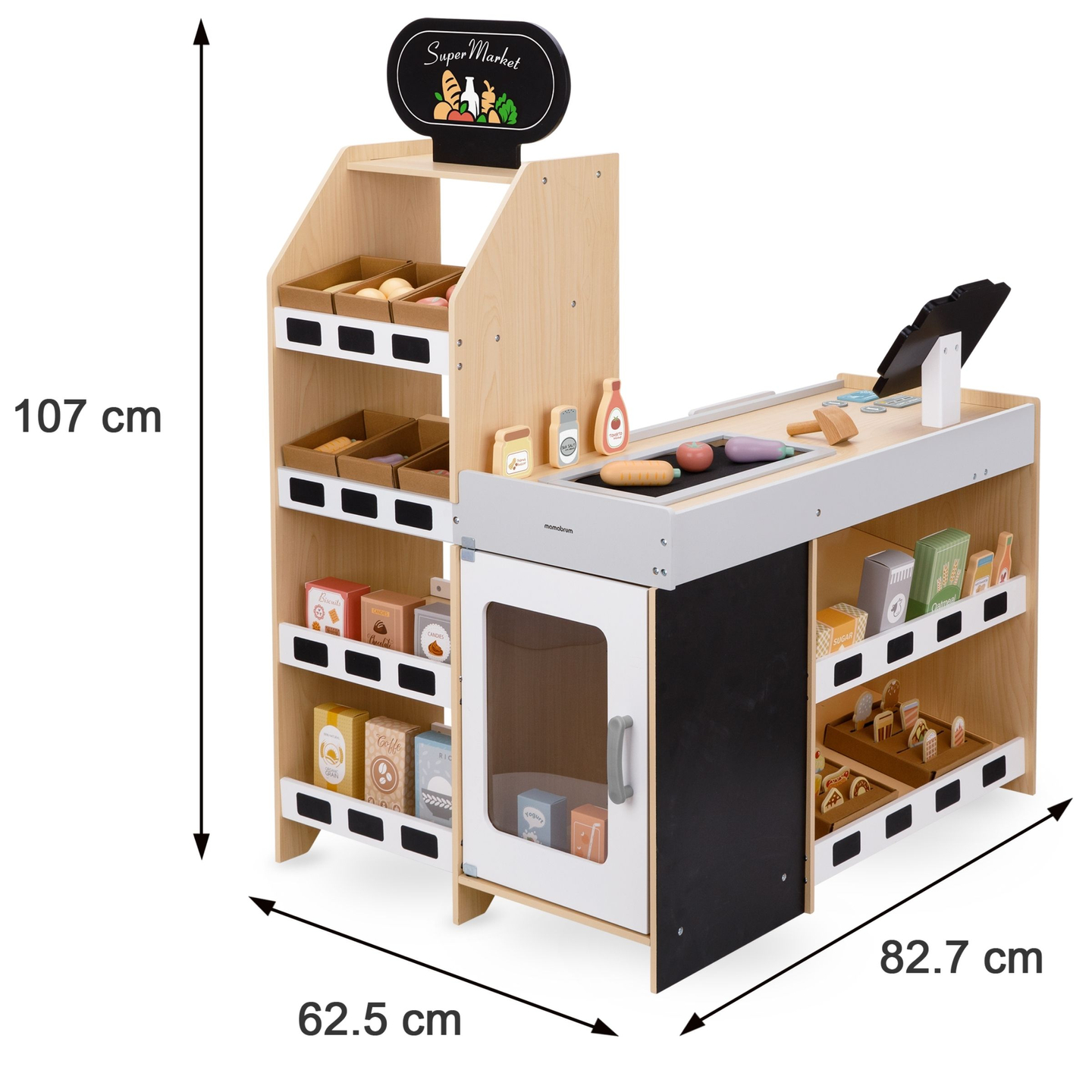Дървен зеленчуков пазар - голям XXL щанд, магазин с игрален касов апарат