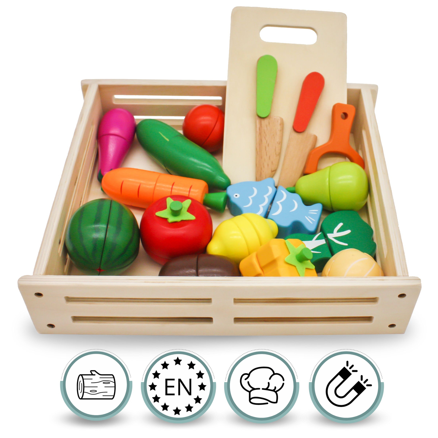 Дървени плодове и зеленчуци за рязане