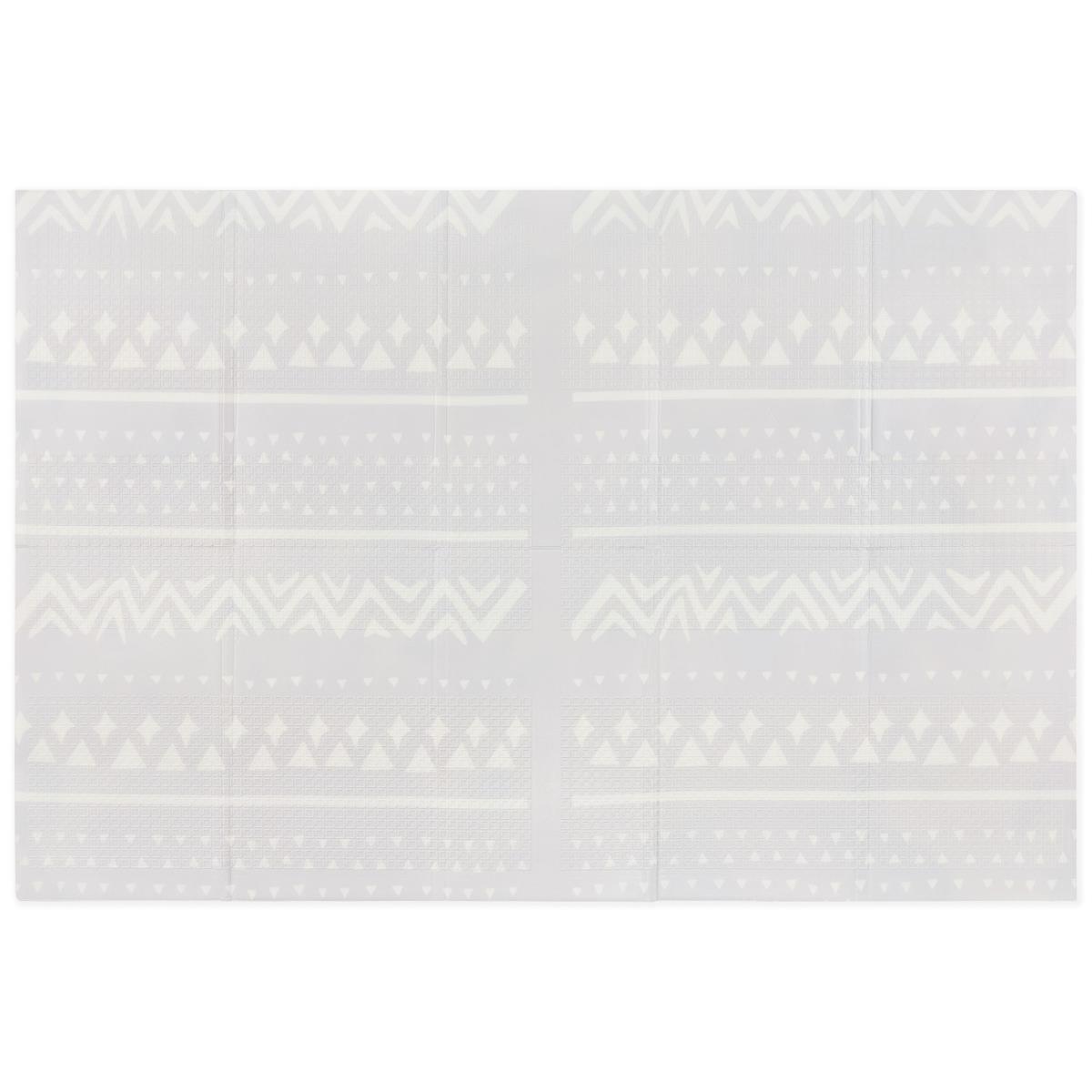 Двустранна сгъваема постелка от пяна 180 x 120 x 1cm - Екзотични слонове/нежно сиво