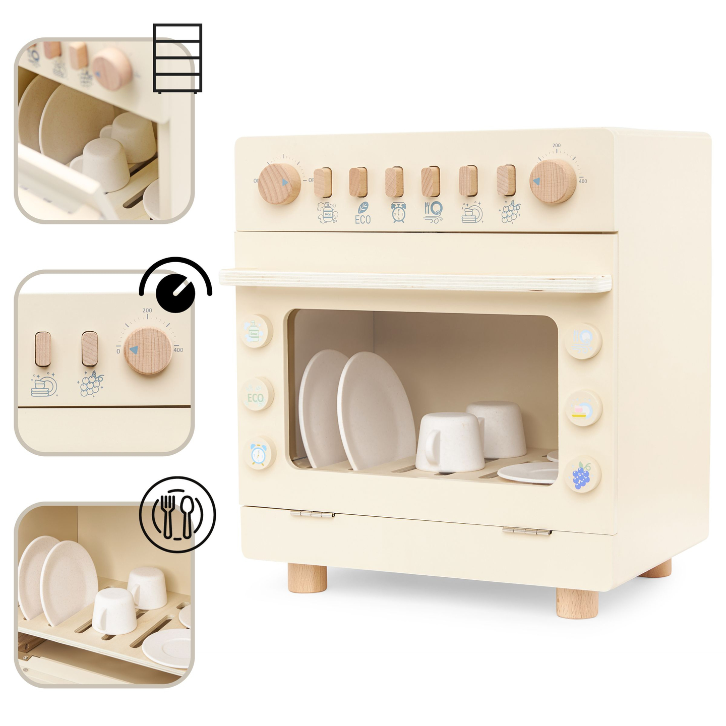 Дървена съдомиялна с аксесоари