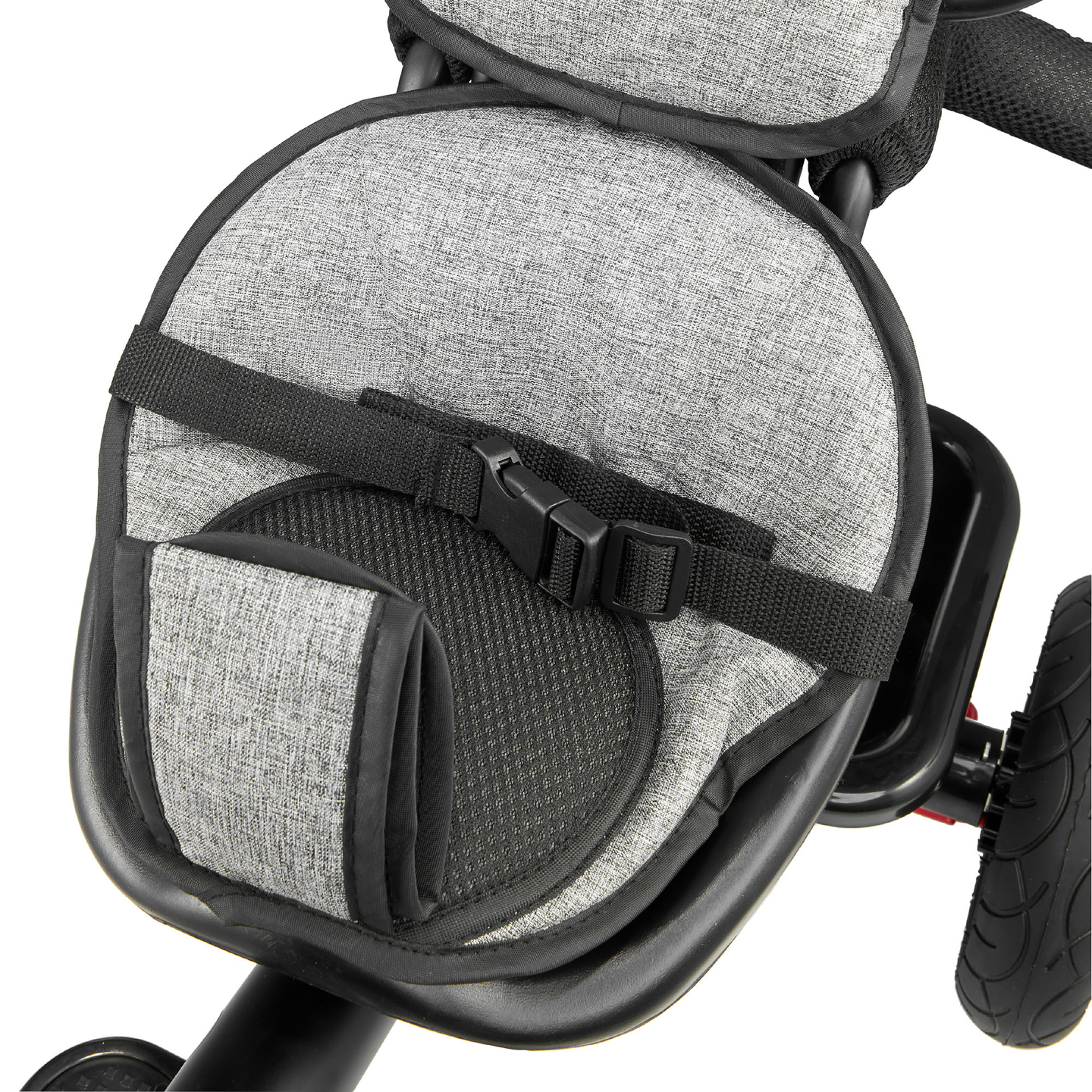 Триколка за деца от 1 до 4 години - TOBI FREY - сив цвят - въртяща се - помпени колела + бутало