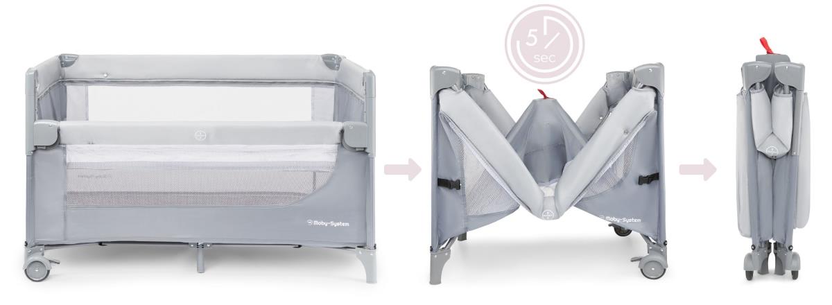 Детско креватче "3 в 1" с маса за повиване, матрак и чанта за носене