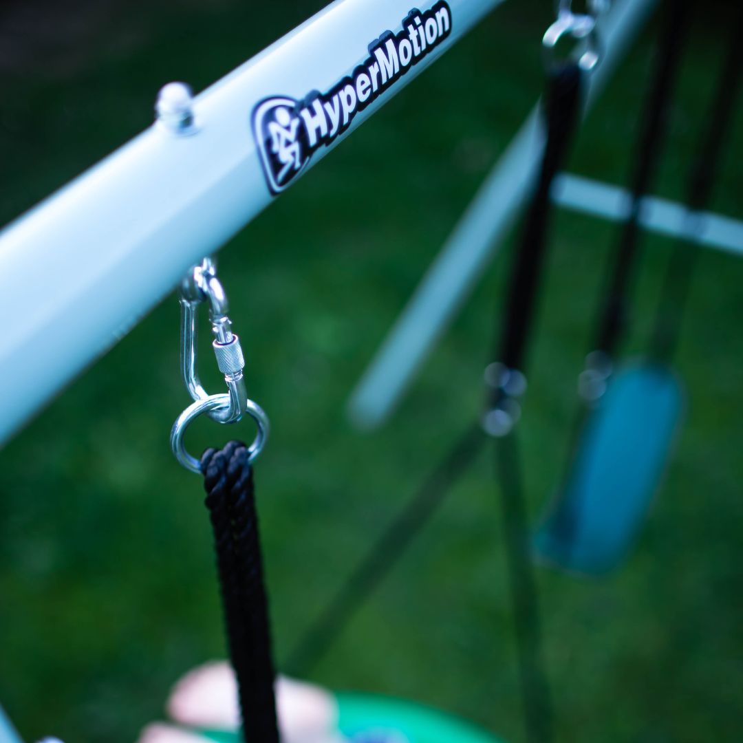 Двойна градинска люлка с рамка и въжета - седалка и щъркелово гнездо