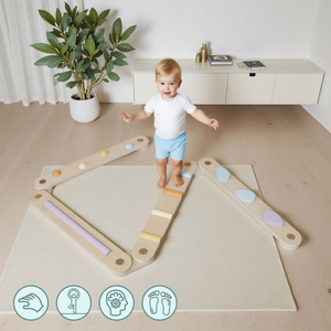 Голяма дървена сензорна пътека - пътека за баланс - 9 елемента