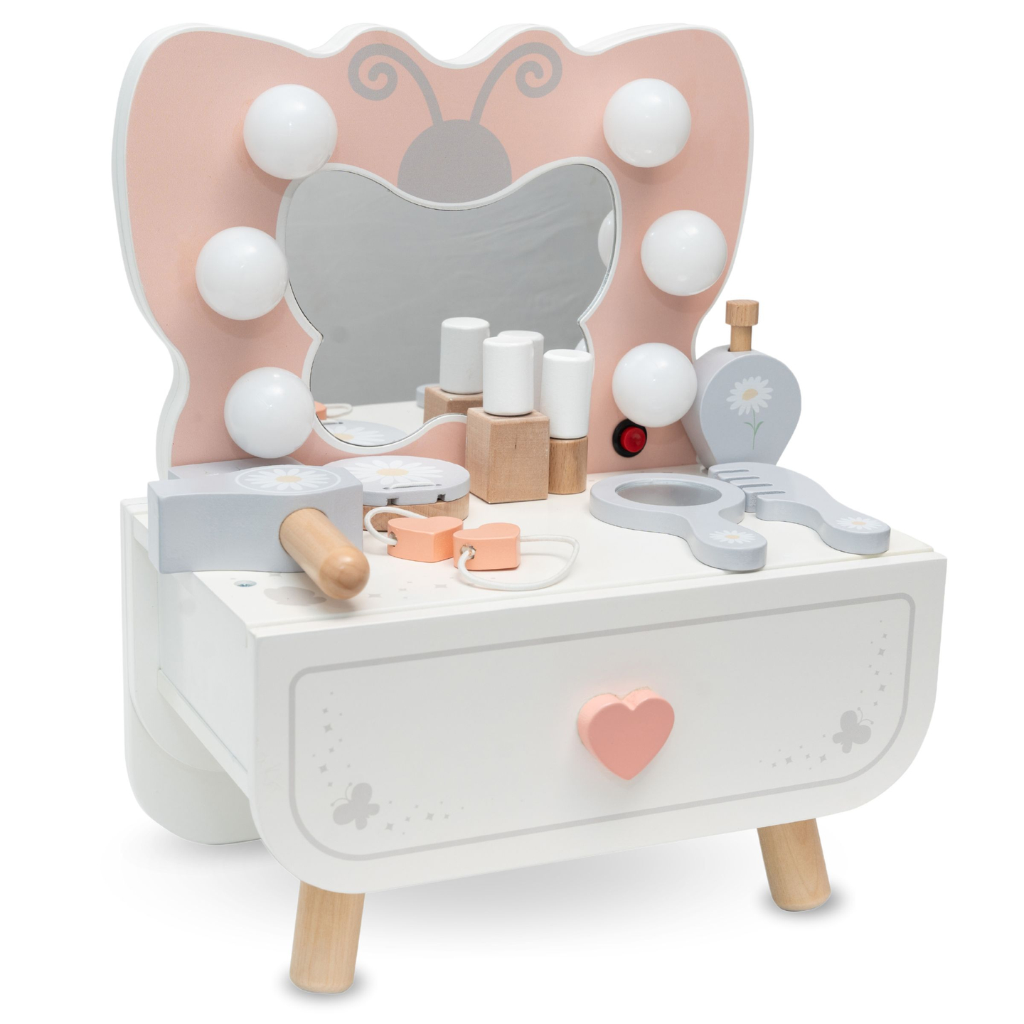 Дървена мини тоалетка с LED осветление - Butterfly